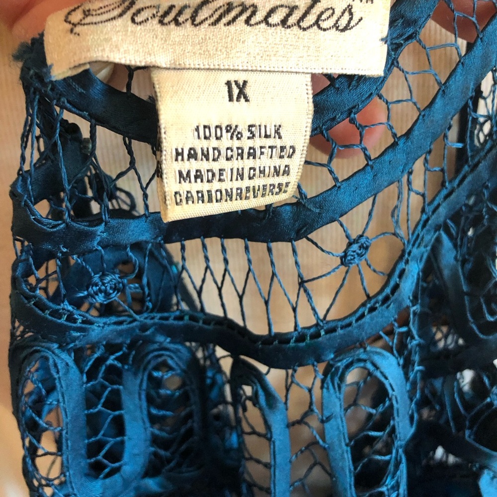 BeautifulTeal Lace Silk Cardigan. NWOT - Picture 3 of 7